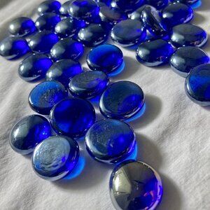 Indigo Blue Glass Round Pebbles for Mosaics, Crafts, or Home Decor